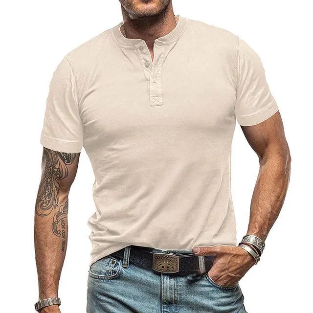 Lässiges Henley-T-Shirt mit Knopfleiste