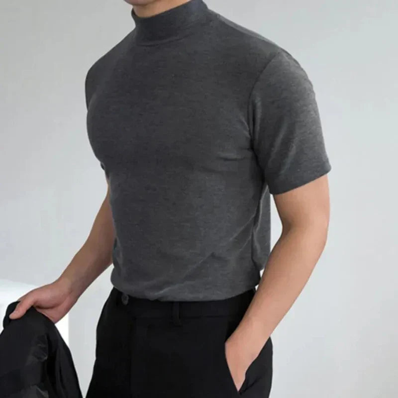 Lässiges Herren-T-Shirt mit Stehkragen für den Alltag