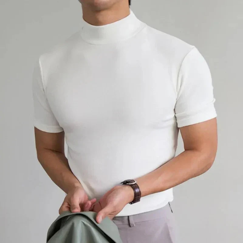 Lässiges Herren-T-Shirt mit Stehkragen für den Alltag