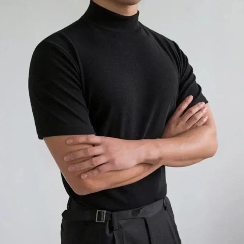 Lässiges Herren-T-Shirt mit Stehkragen für den Alltag