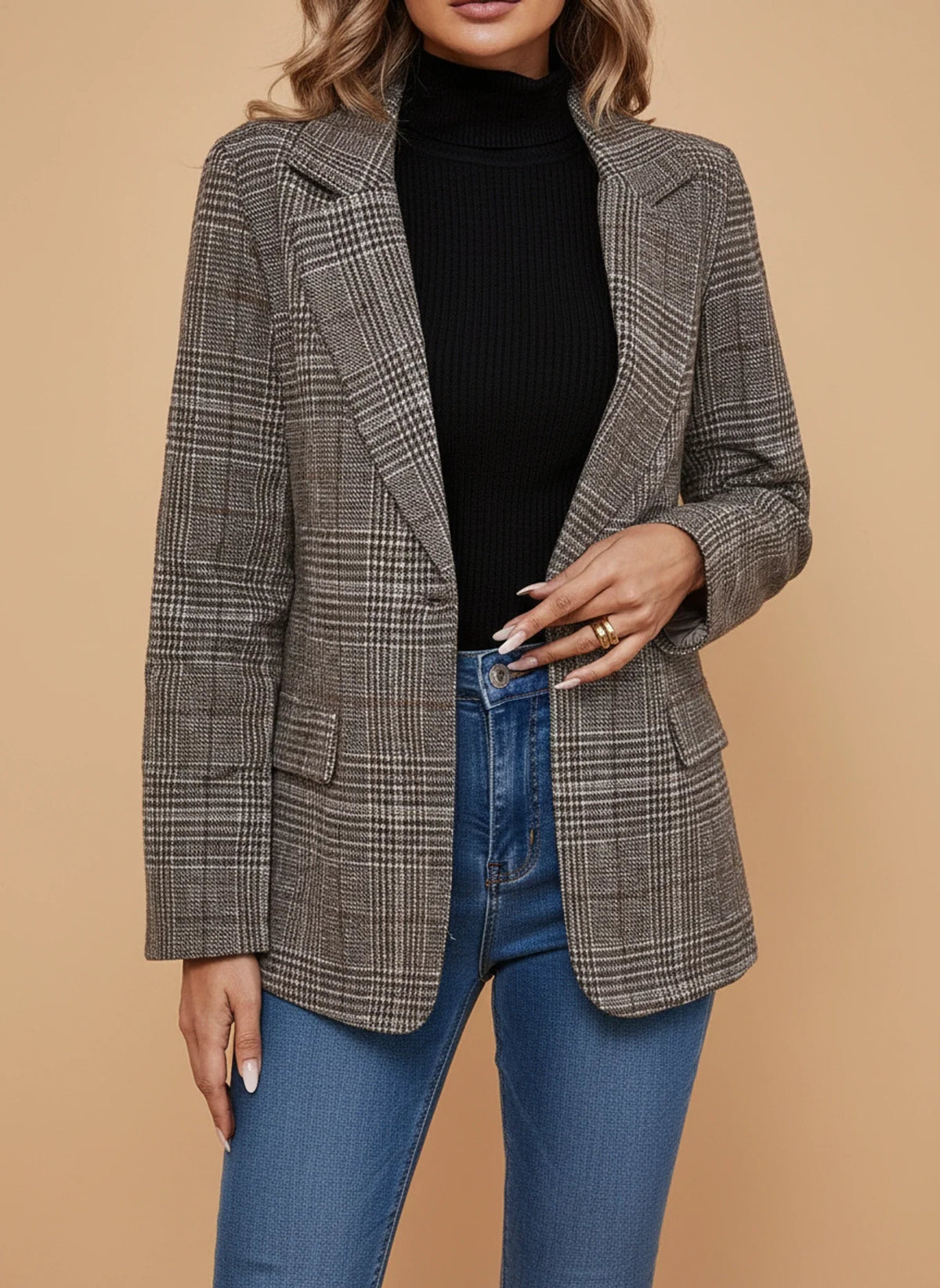 Lockerer karierter Damenblazer