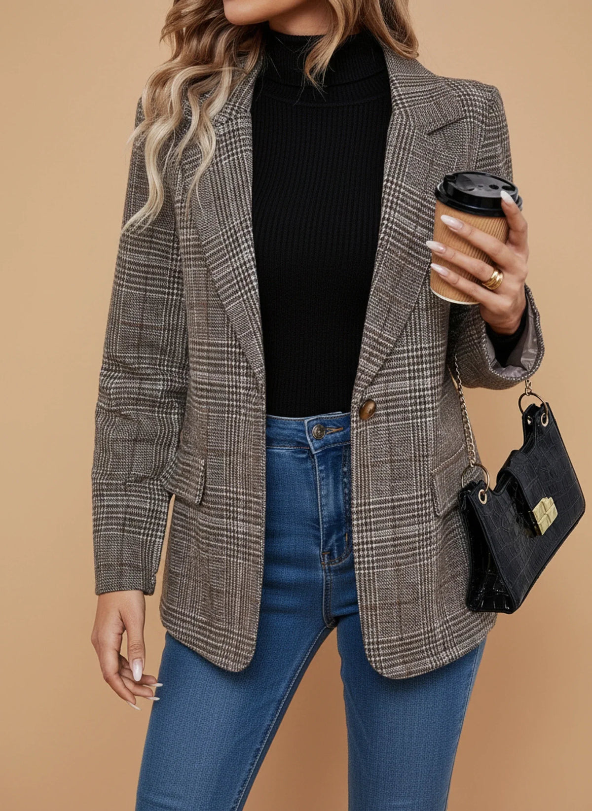 Lockerer karierter Damenblazer
