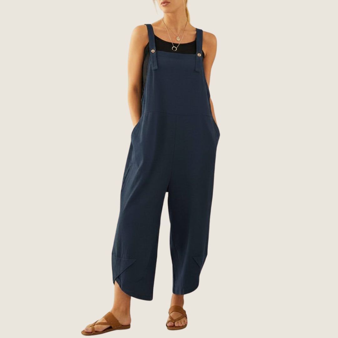 Lässige Damen-Latzhose mit weitem Bein