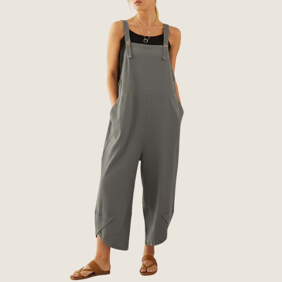 Lässige Damen-Latzhose mit weitem Bein