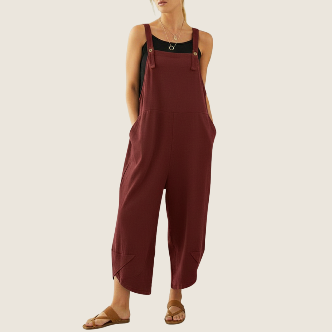 Lässige Damen-Latzhose mit weitem Bein
