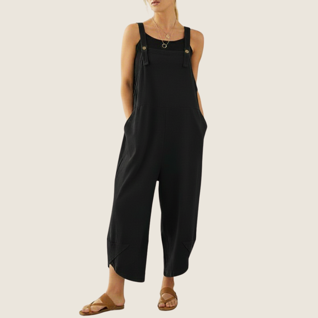 Lässige Damen-Latzhose mit weitem Bein