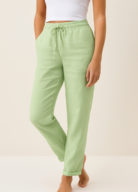 Lockere Leinenmischung-Hose mit Bindeband