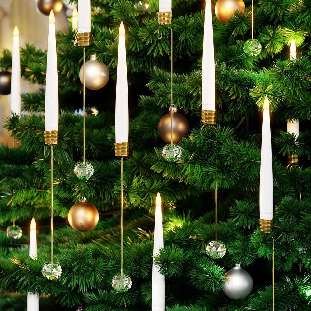 LED-Christbaumkerzen-Set – Warmweiss, kabellose Kerzen mit Clips und hängendem Kristallschmuck