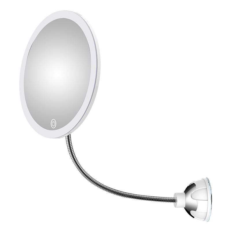 LED-Vergrösserungs-Schminkspiegel mit Saugnapf und flexiblem Arm
