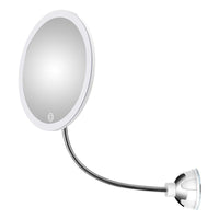 LED-Vergrösserungs-Schminkspiegel mit Saugnapf und flexiblem Arm