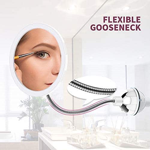 LED-Vergrösserungs-Schminkspiegel mit Saugnapf und flexiblem Arm