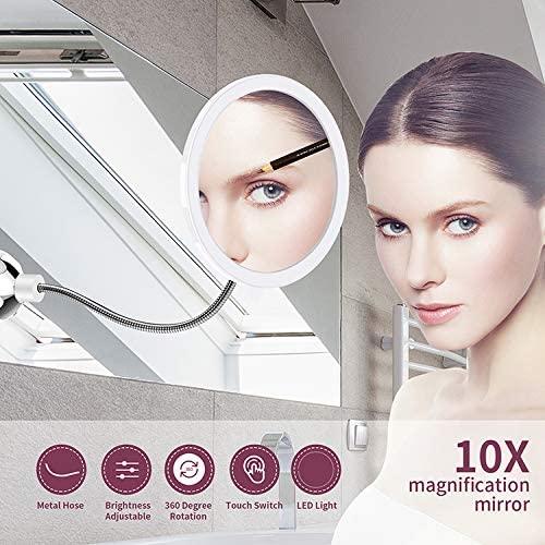 LED-Vergrösserungs-Schminkspiegel mit Saugnapf und flexiblem Arm