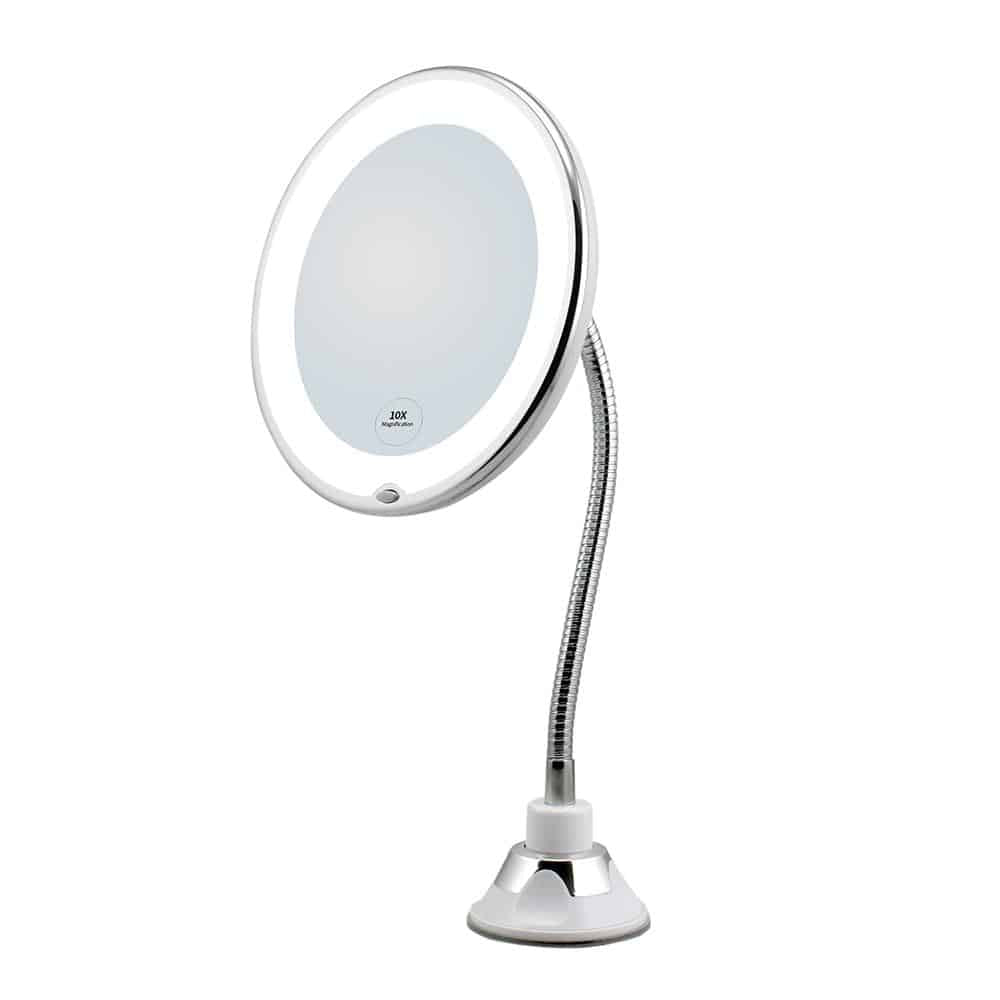 LED-Vergrösserungs-Schminkspiegel mit Saugnapf und flexiblem Arm