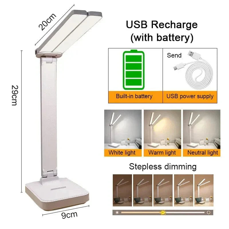 LED-Schreibtischlampe - Kabellos - Über USB wiederaufladbar - Dimmbare Helligkeit - Zusammenklappbares Design - Augenschonend - In mehreren Farben erhältlich