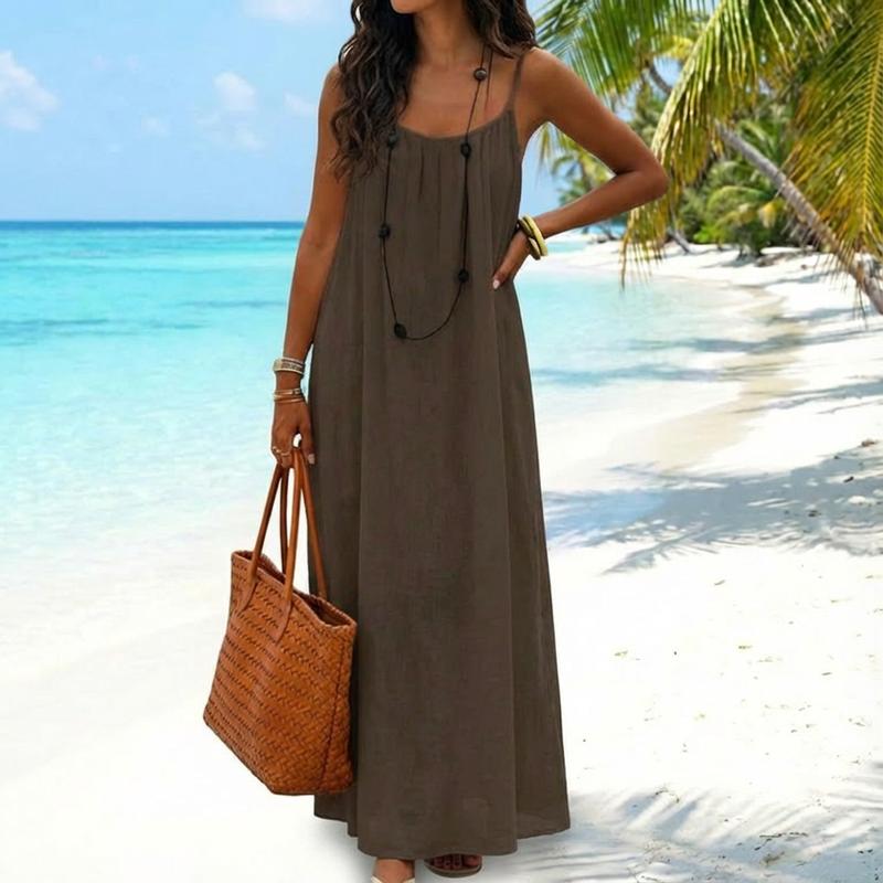 Atmungsaktives Spaghettiträger Lounge-Kleid
