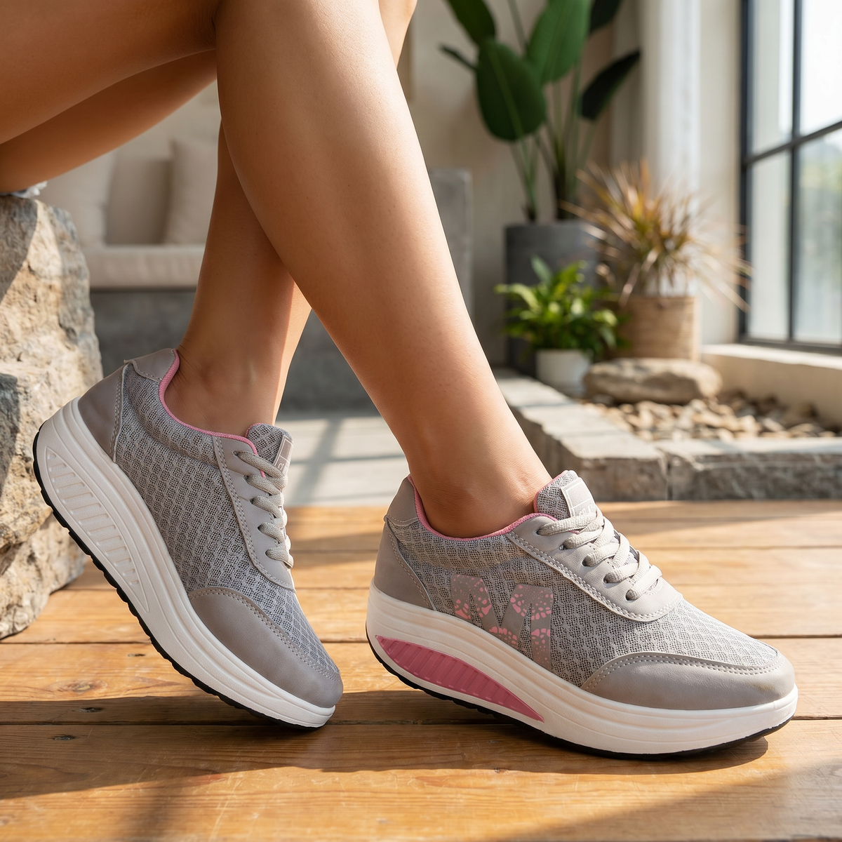 Atmungsaktiver Textil-Damensportschuh | Bequemer orthopädischer Walkingschuh