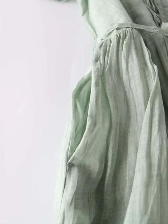 Luftiges Damen-Midikleid mit Rüschen und Taillenband zum Binden