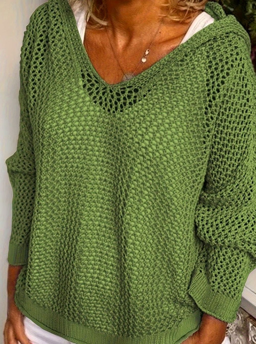 Lockerer Damen-Kapuzenpullover aus Grobstrick
