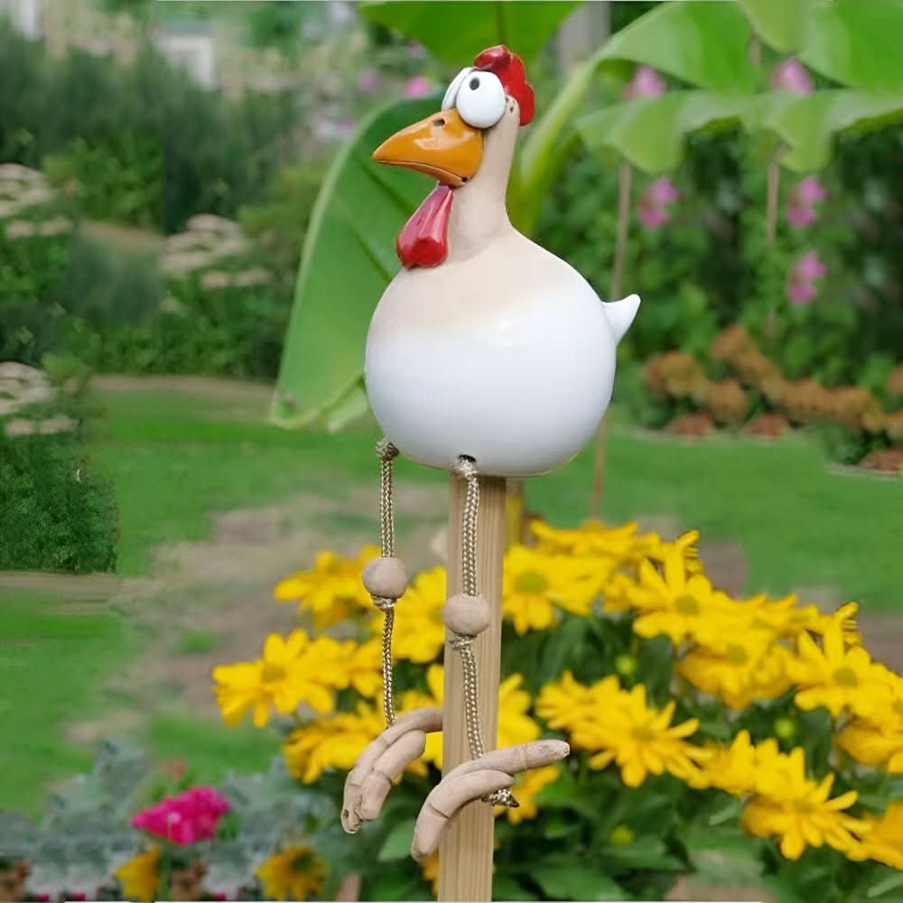 Hühner-Gartenfigur mit baumelnden Beinen für kreative Dekoration