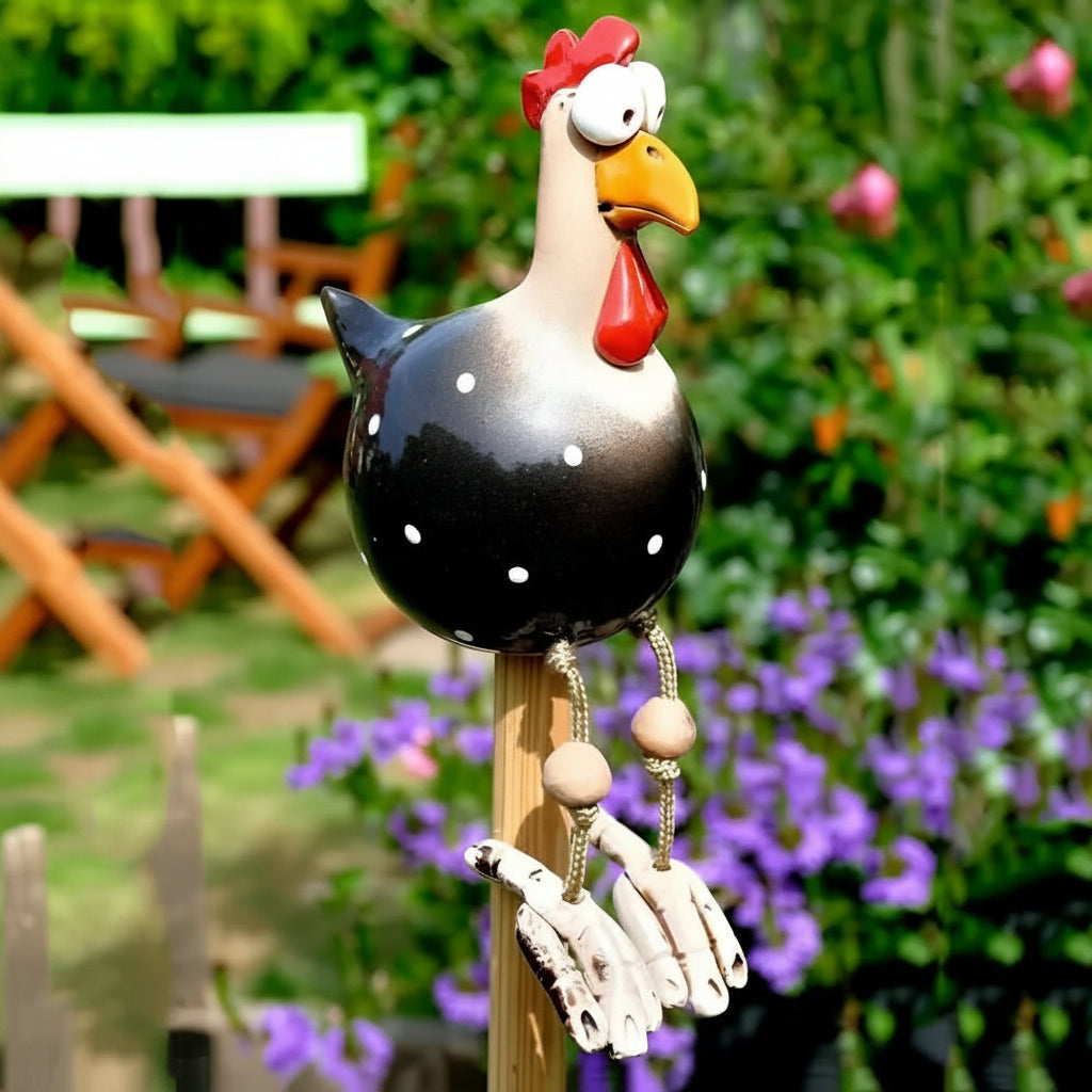 Hühner-Gartenfigur mit baumelnden Beinen für kreative Dekoration