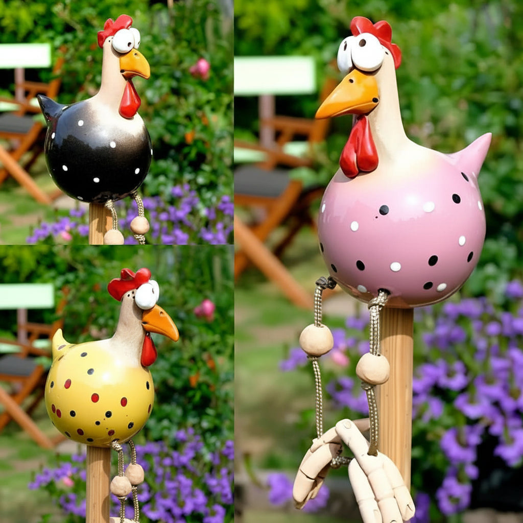 Hühner-Gartenfigur mit baumelnden Beinen für kreative Dekoration