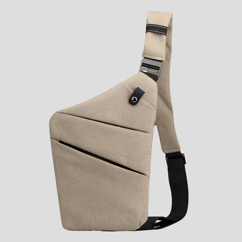 Diebstahlsichere Herren-Schultertasche mit versteckten Taschen