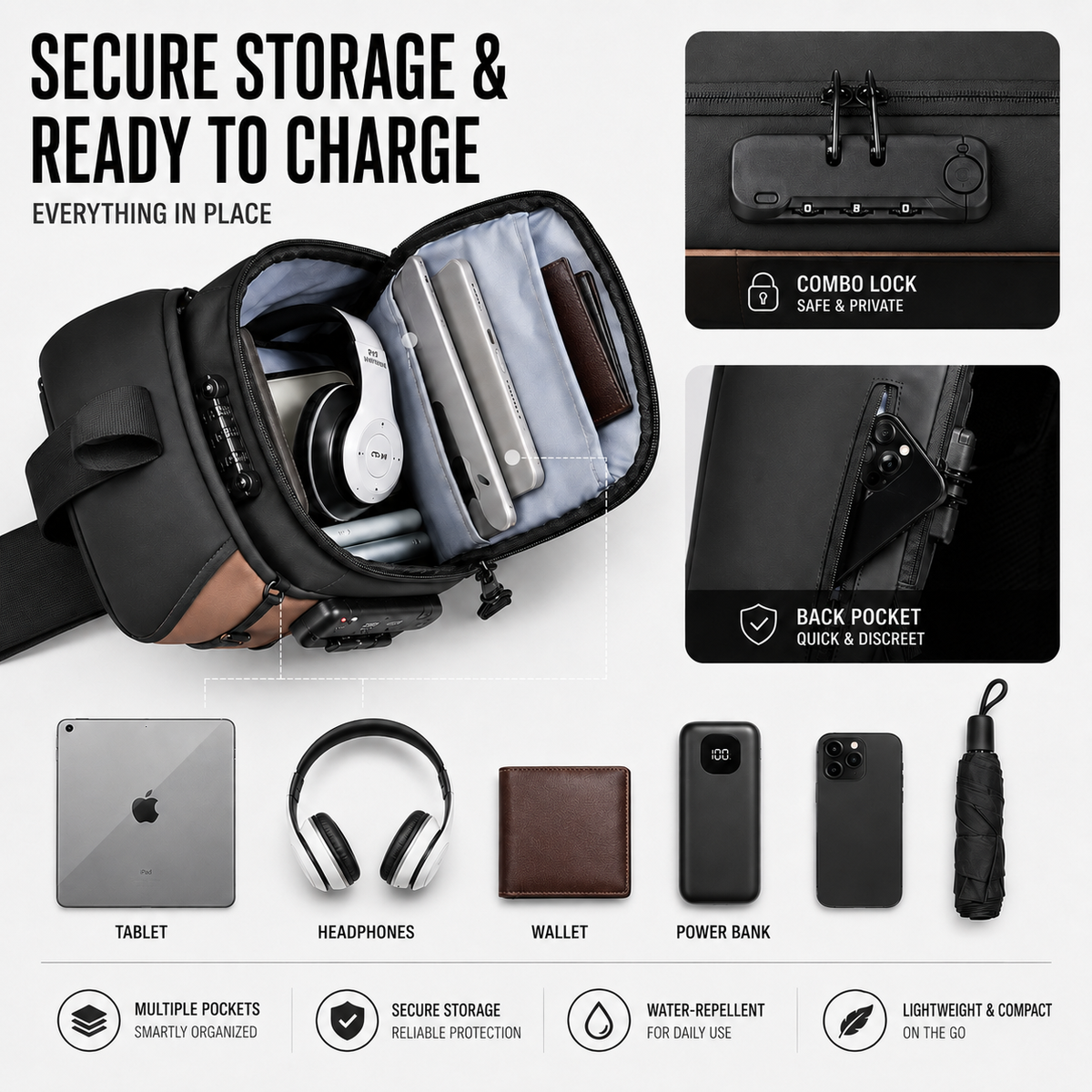 Diebstahlsichere Brusttasche