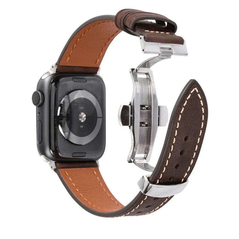 Luxus Lederarmband mit Schmetterlingsschliesse