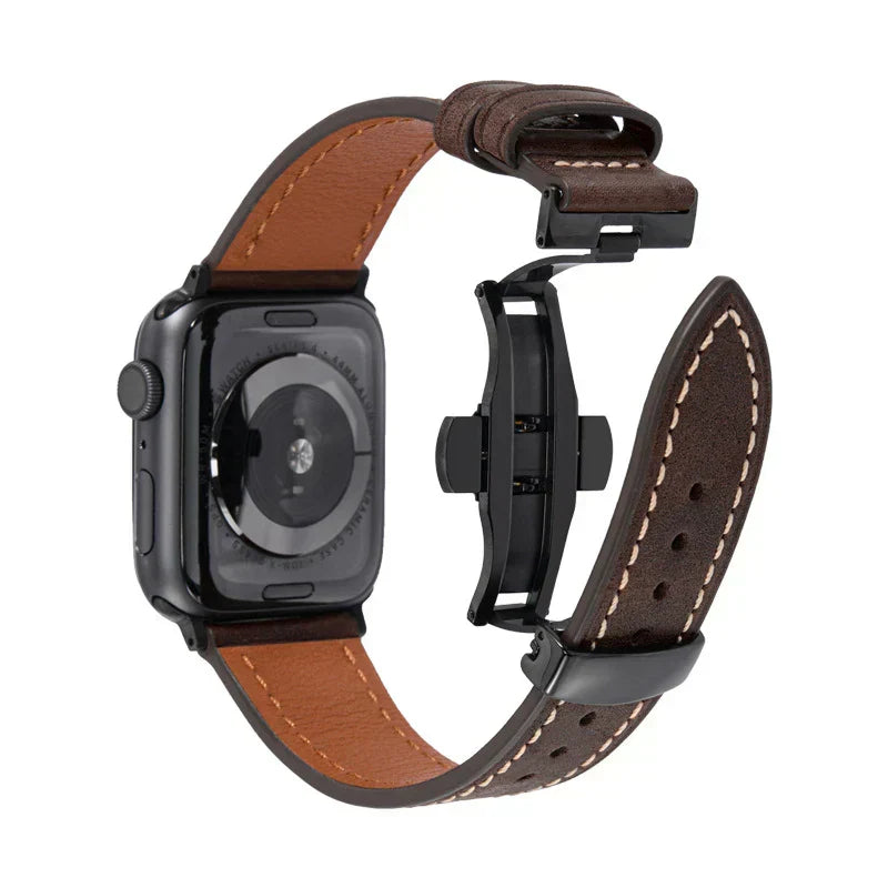 Luxus Lederarmband mit Schmetterlingsschliesse