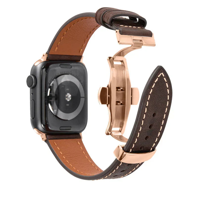 Luxus Lederarmband mit Schmetterlingsschliesse