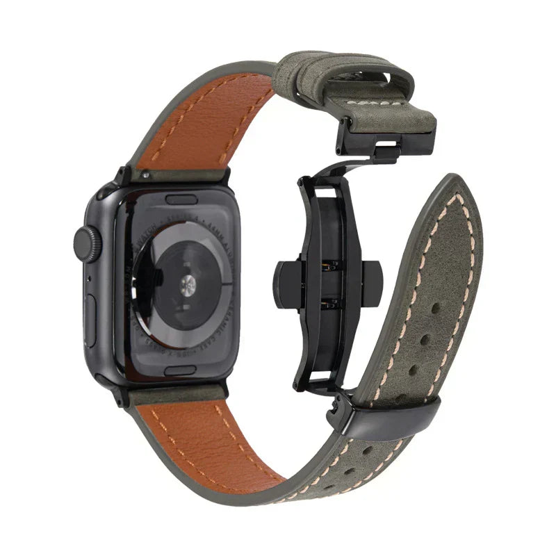 Luxus Lederarmband mit Schmetterlingsschliesse