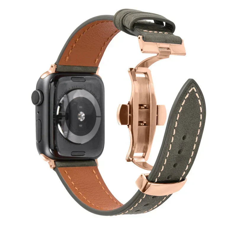 Luxus Lederarmband mit Schmetterlingsschliesse