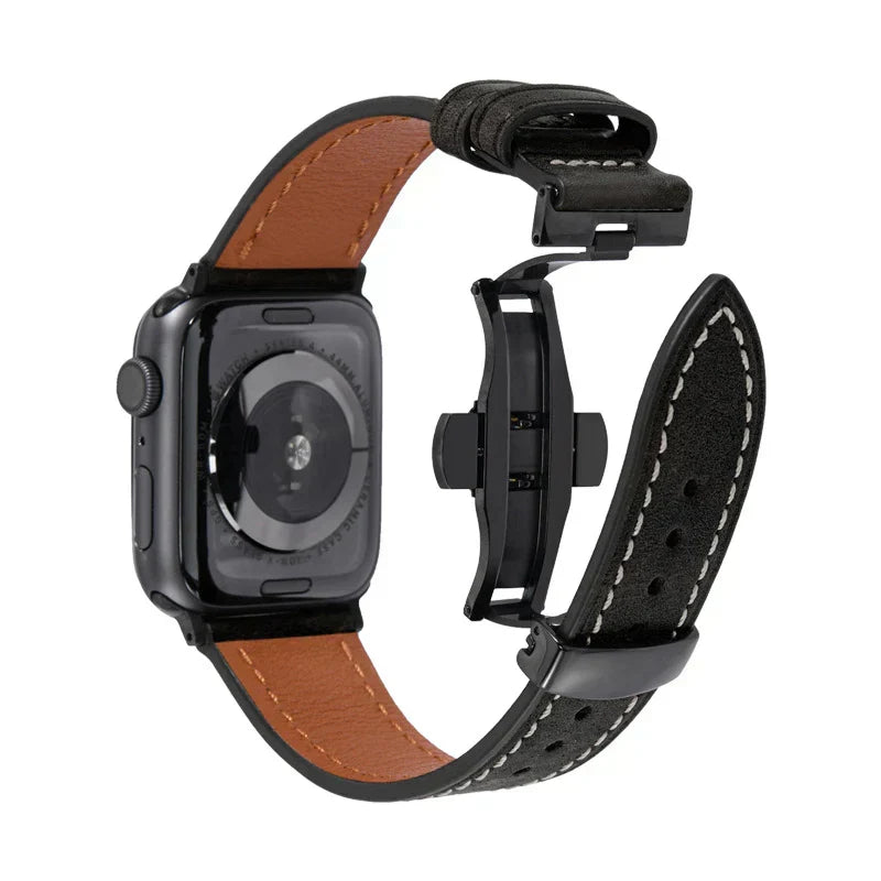 Luxus Lederarmband mit Schmetterlingsschliesse