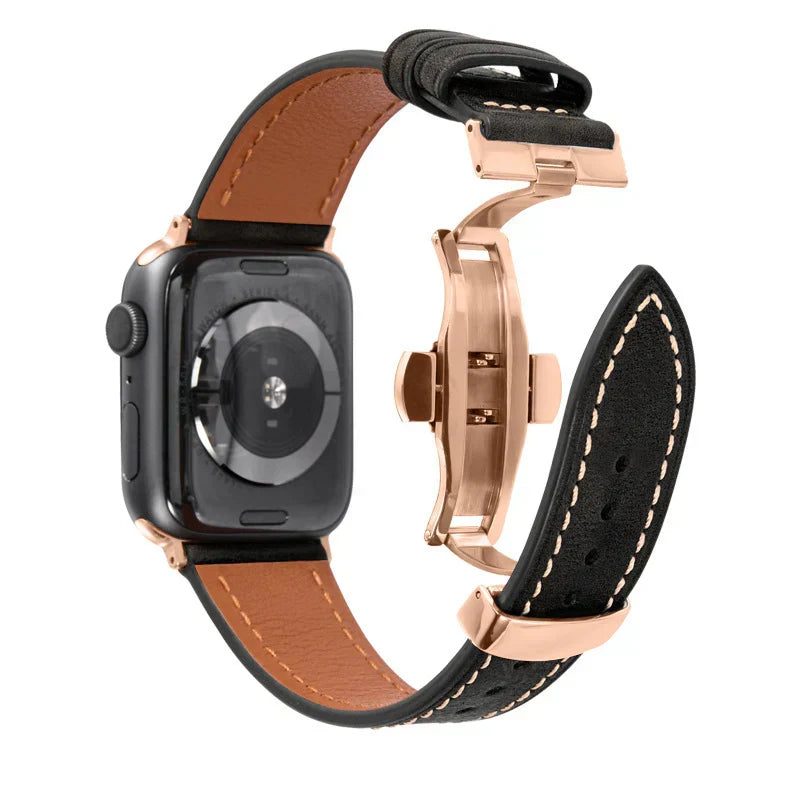 Luxus Lederarmband mit Schmetterlingsschliesse