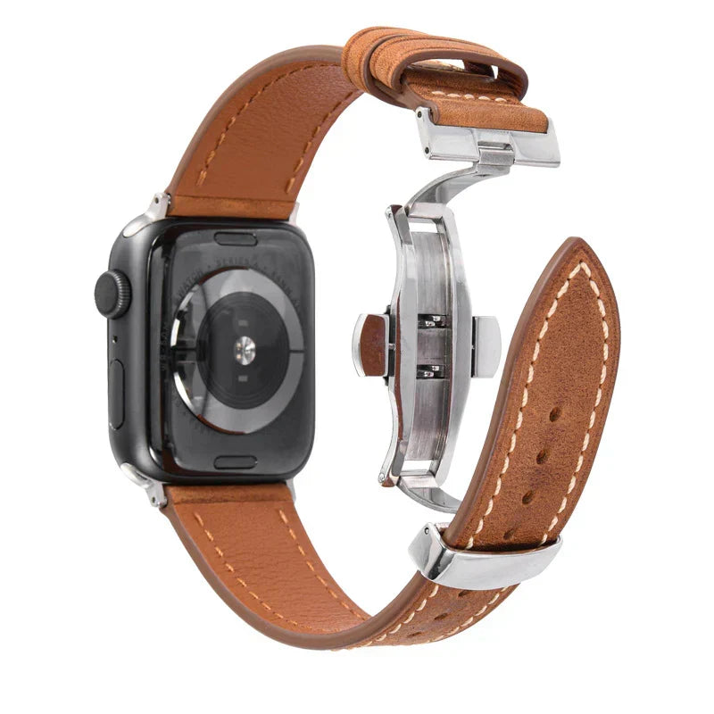 Luxus Lederarmband mit Schmetterlingsschliesse