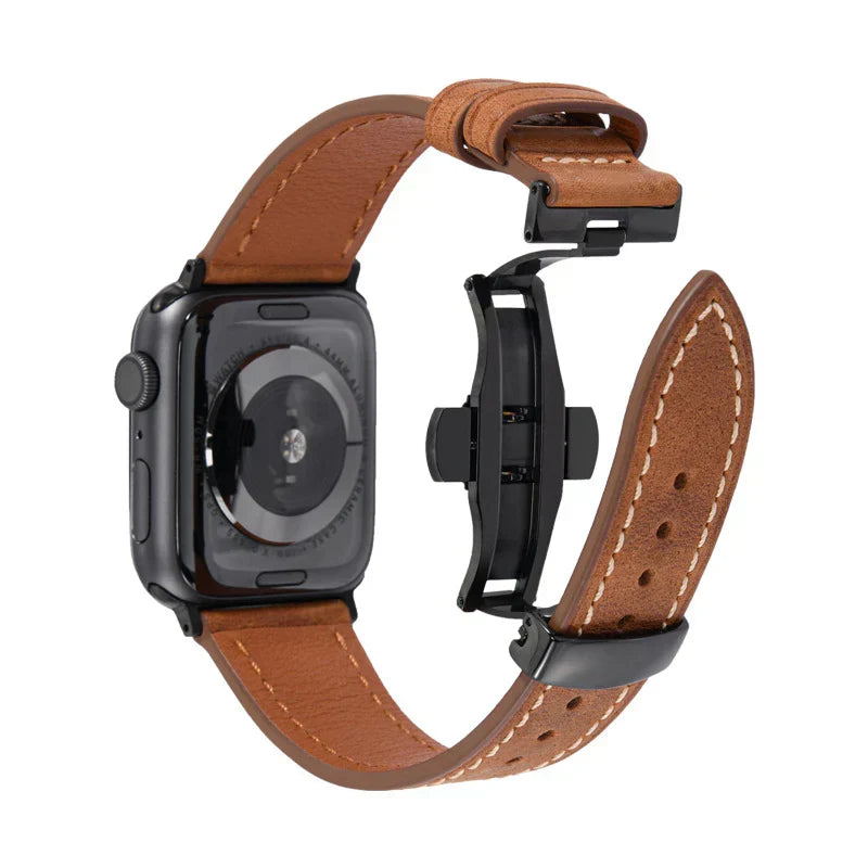 Luxus Lederarmband mit Schmetterlingsschliesse