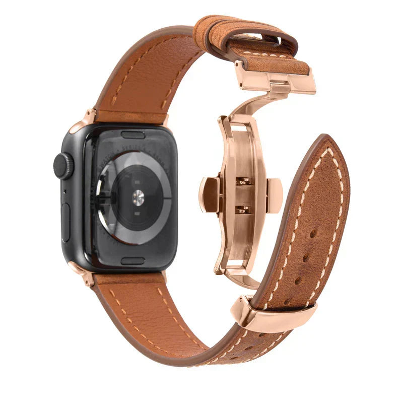 Luxus Lederarmband mit Schmetterlingsschliesse