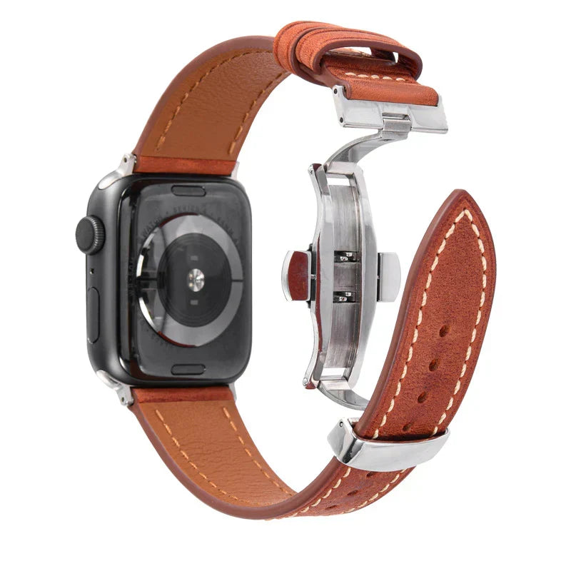 Luxus Lederarmband mit Schmetterlingsschliesse