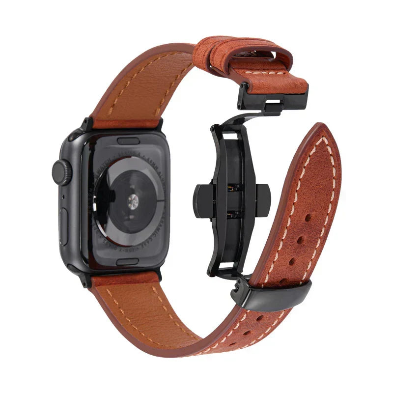Luxus Lederarmband mit Schmetterlingsschliesse