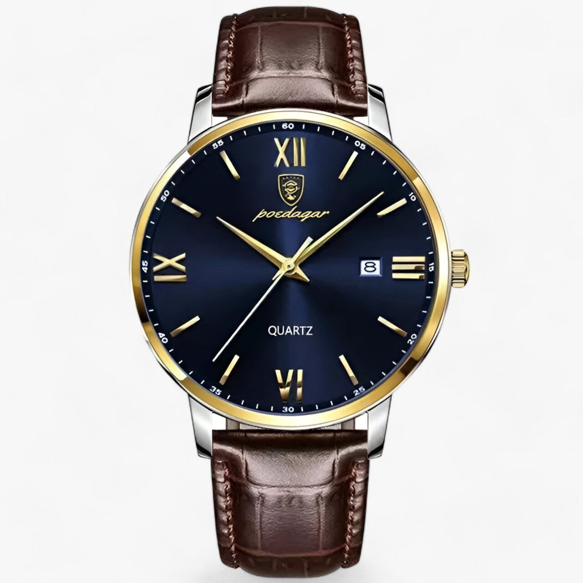 Luxus-Herrenarmbanduhr mit Lederarmband