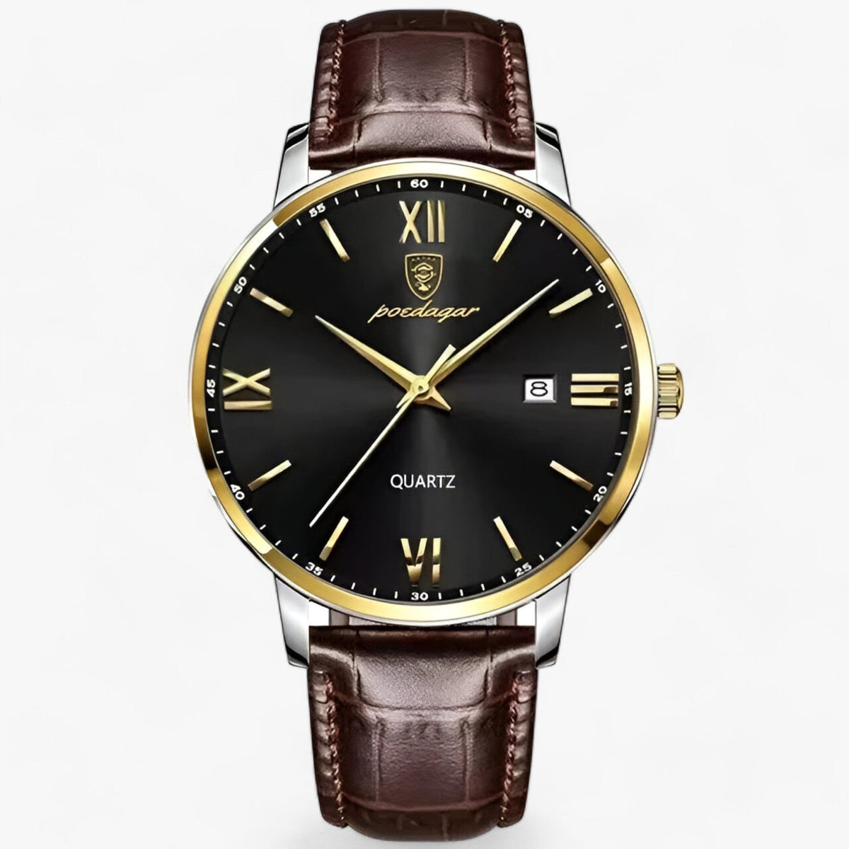 Luxus-Herrenarmbanduhr mit Lederarmband