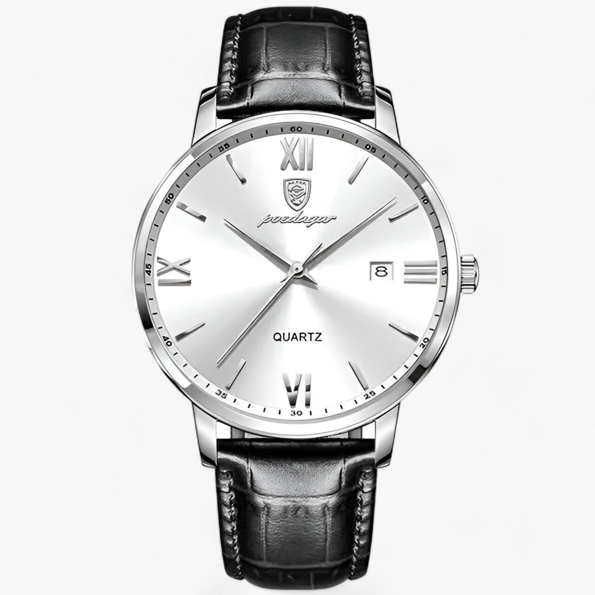 Luxus-Herrenarmbanduhr mit Lederarmband