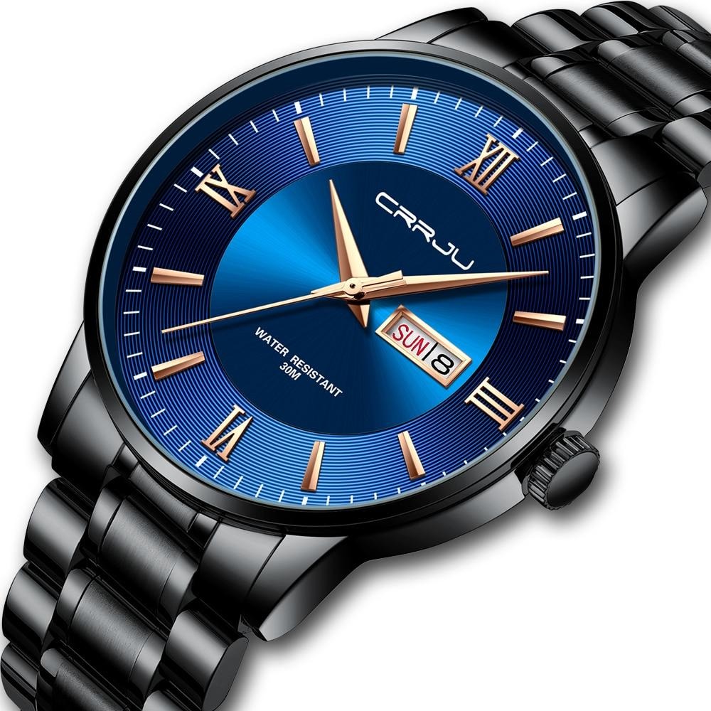 Luxus Herren wasserdichte Sportuhr – Edelstahl Quarz-Chronograph