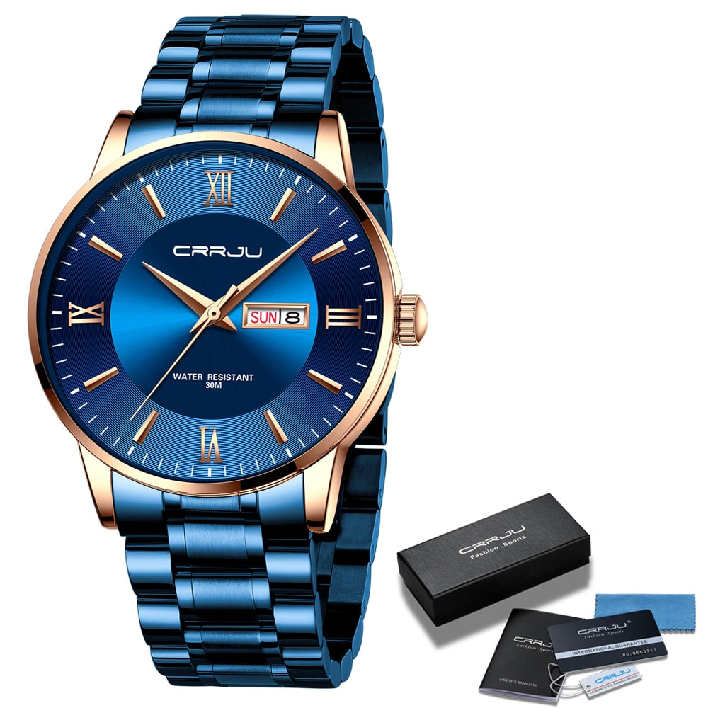 Luxus Herren wasserdichte Sportuhr – Edelstahl Quarz-Chronograph