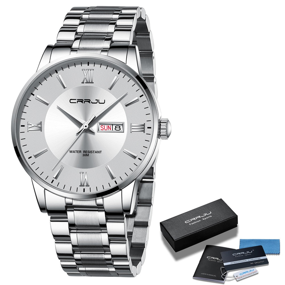 Luxus Herren wasserdichte Sportuhr – Edelstahl Quarz-Chronograph