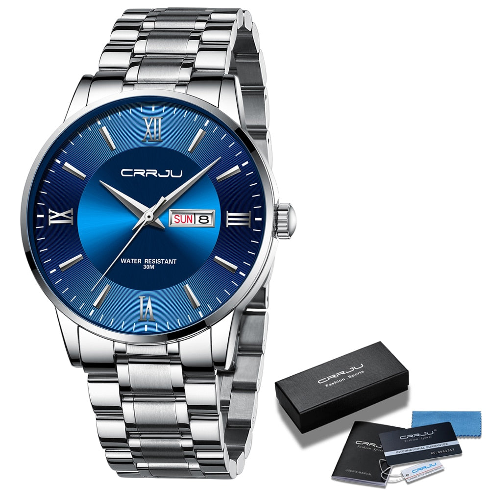 Luxus Herren wasserdichte Sportuhr – Edelstahl Quarz-Chronograph