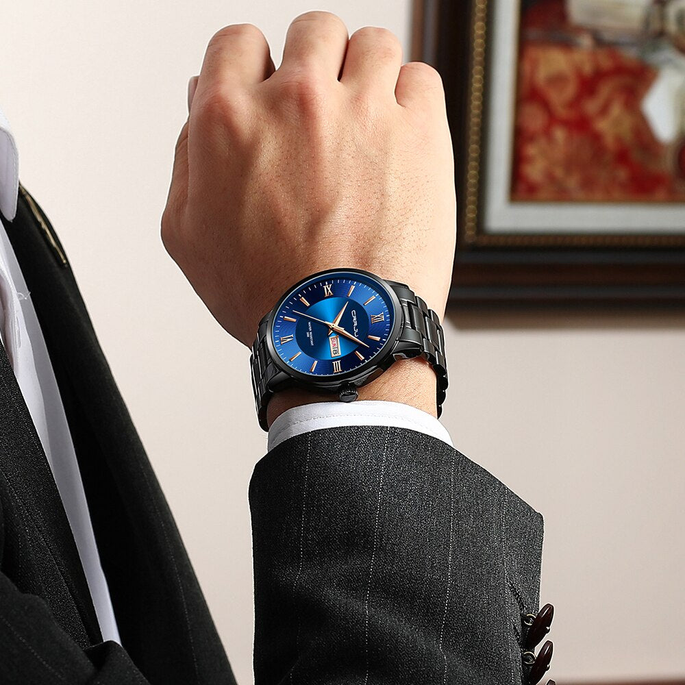 Luxus Herren wasserdichte Sportuhr – Edelstahl Quarz-Chronograph