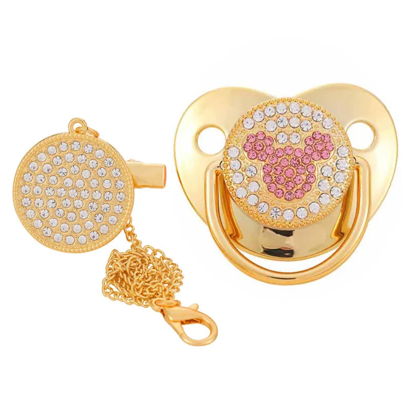 Luxus Baby-Schnuller und Clip-Set mit Krone