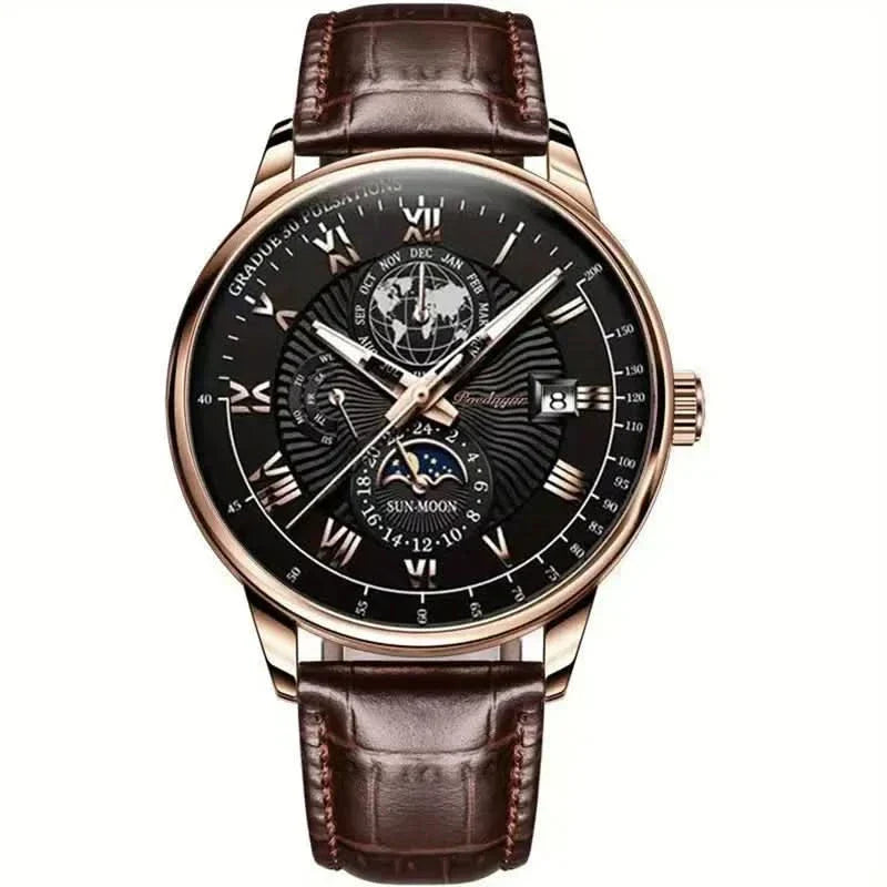 Luxus mechanische Herrenarmbanduhr mit Mondphasenanzeige