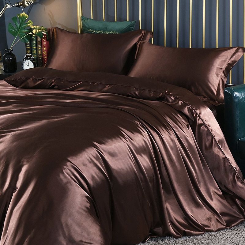 4-teiliges Seidensatin-Bettwäscheset in Luxusqualität